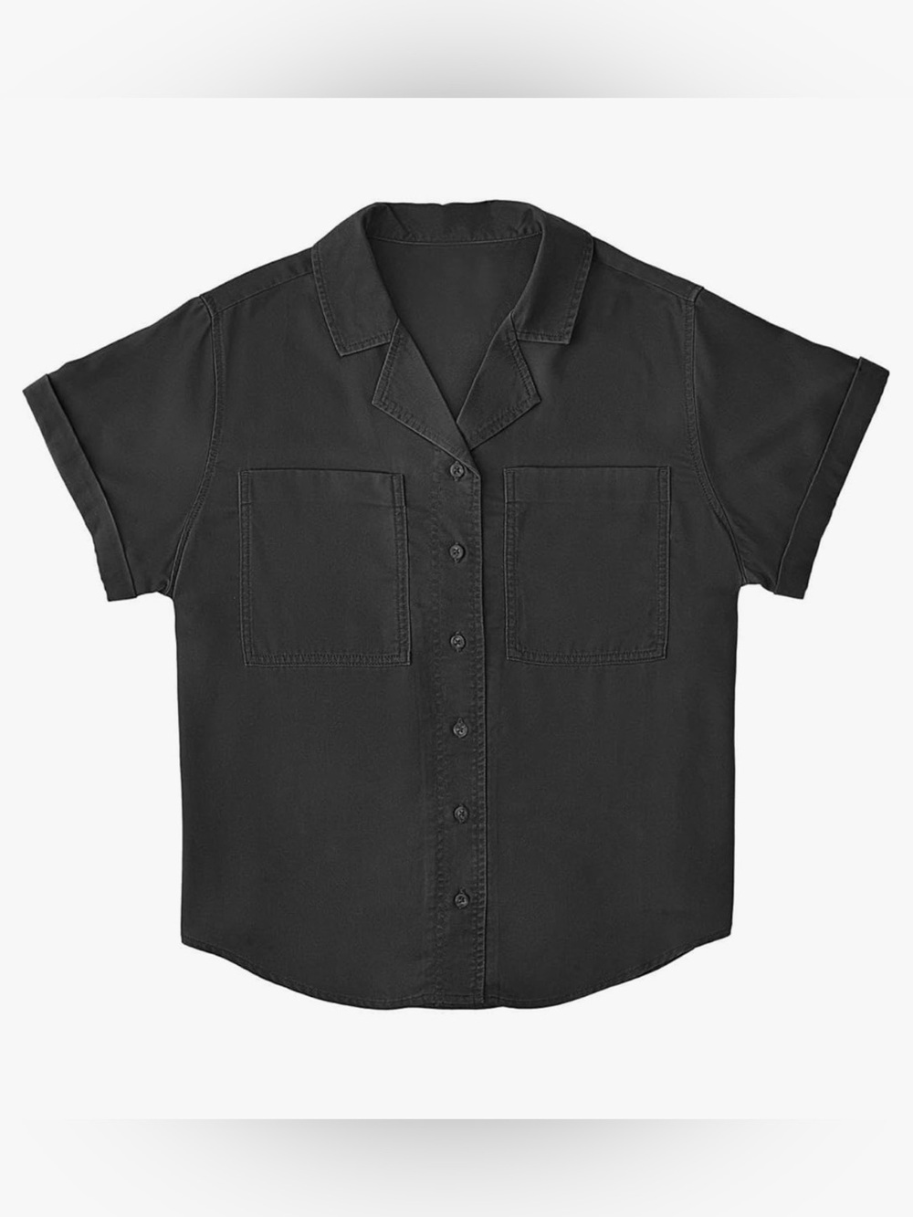 Black Short Sleeve Button-Up Shirt